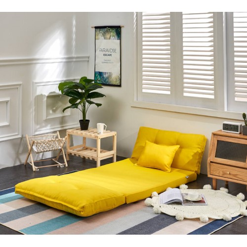 Urbana Japanese Futon Lounge 1-Seater Sofa Bed, 90cm, Yellow